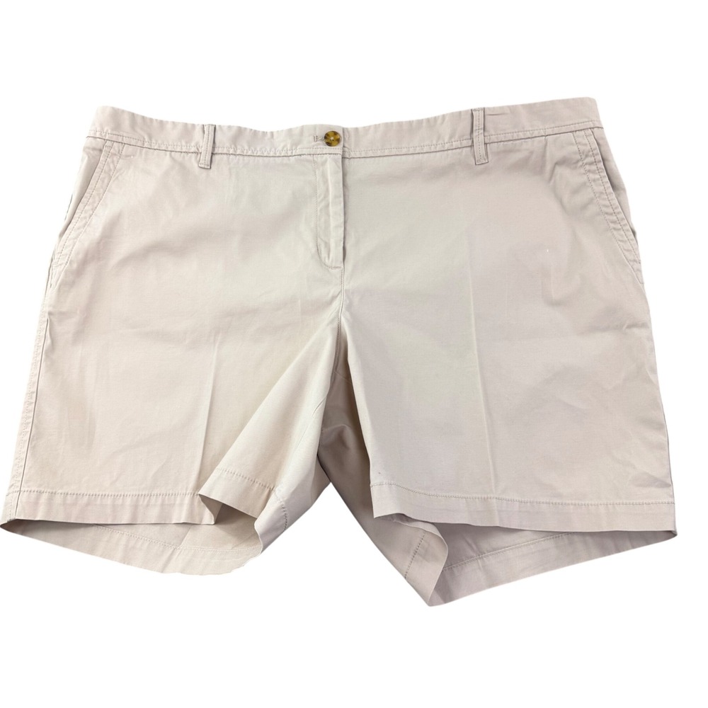 Talbots 7" Perfect Shorts Women 20W Khaki Beige Chino Relaxed Fit Classic Preppy